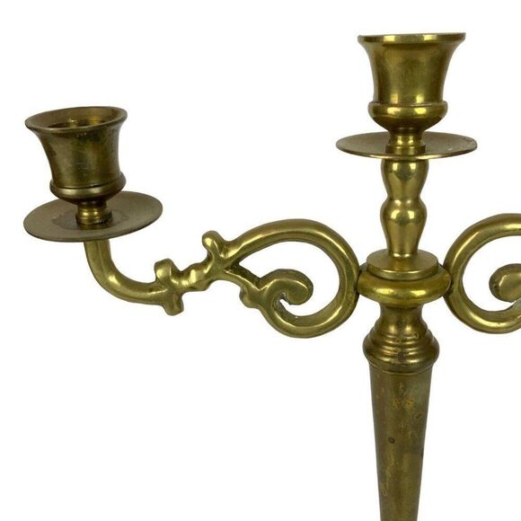 Vintage Gatco Solid Brass Candelabra Pair 3 Arm Candlestick Holders 1980s - Picture 8 of 11